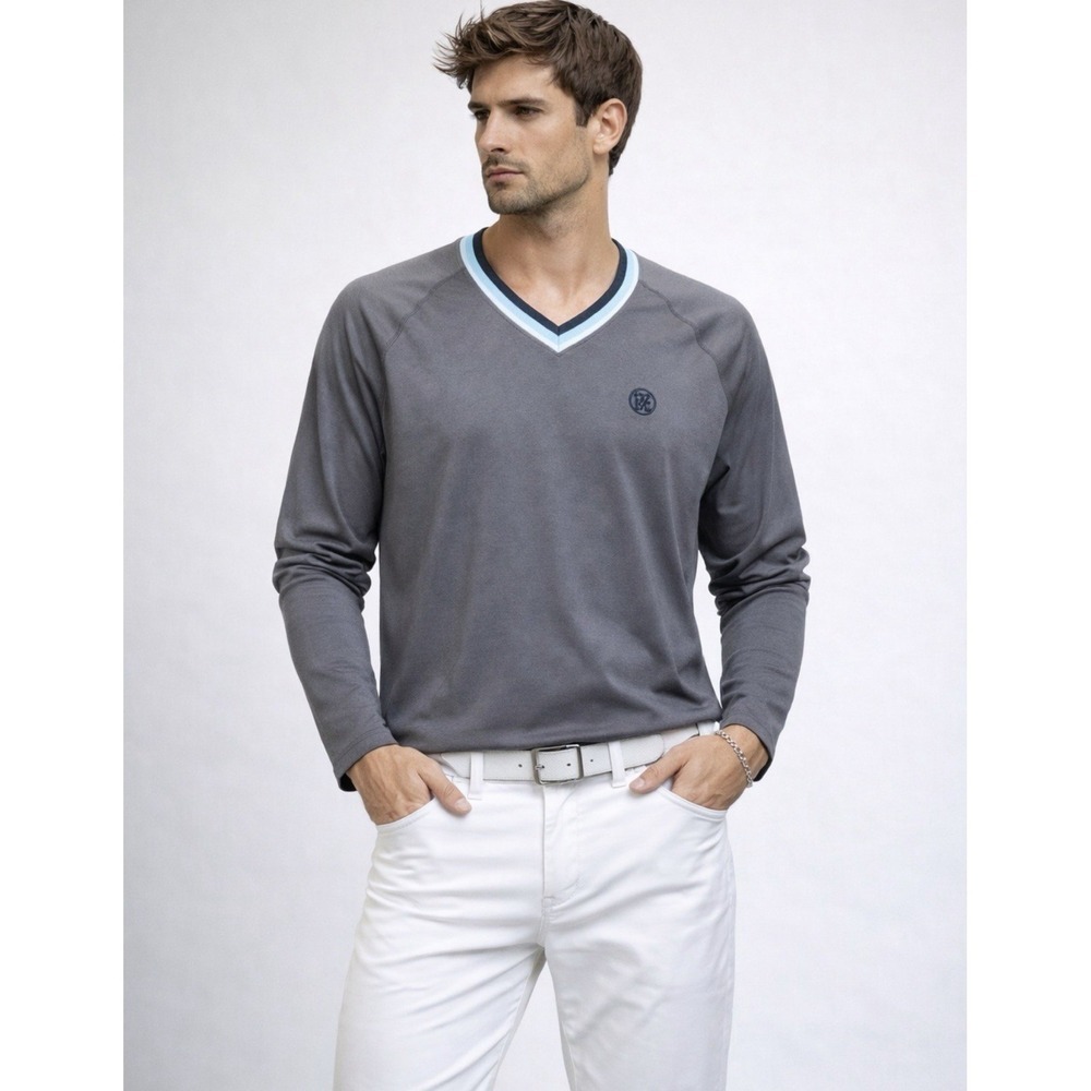 NEW! G/FORE Golf  V-Neck Pullover Sweatshirt Gray  SZ Large